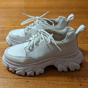 White chunky platform sneakers